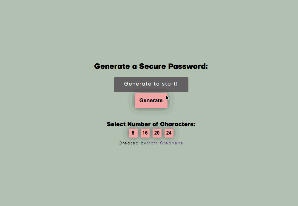 Password Generator Web-App demonstration.